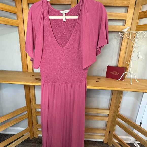 Matilda Jane Rose Pink Flutter Sleeve Maxi Dress |M - Picture 1 of 9